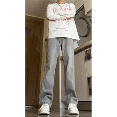 弹力水泥灰牛仔裤男美式vibe裤潮牌直筒怀旧长裤K2416特批P45，男装牛仔裤，电商A062