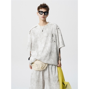 TZ25120-P55特控98 大码扎染高街美式潮短袖套装图片