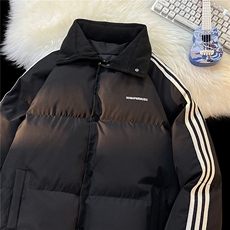 主推港风摇粒绒拼接情侣装棉衣宽松棉服男女冬装外套G1072P118，男装棉衣，电商A339
