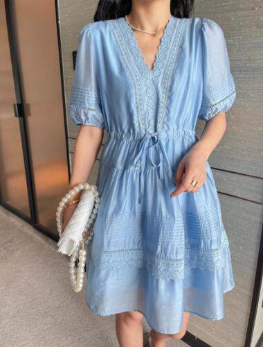 【现货】夏季新款时尚简约收腰娃娃裙，女装，裴兔子