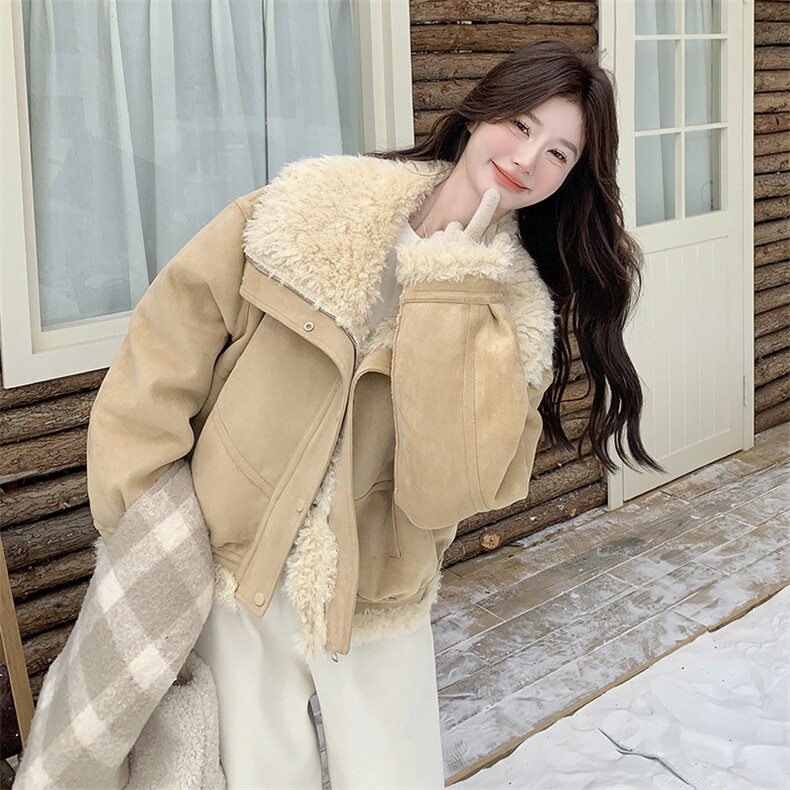 160夹克型皮毛一体160-P210-K308,女装毛呢外套,2C232