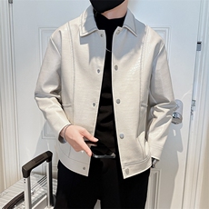 秋冬2023轻熟抖音夹鳄鱼皮夹克皮衣明线外套男JK-3057-P130，男装夹克，电商A236