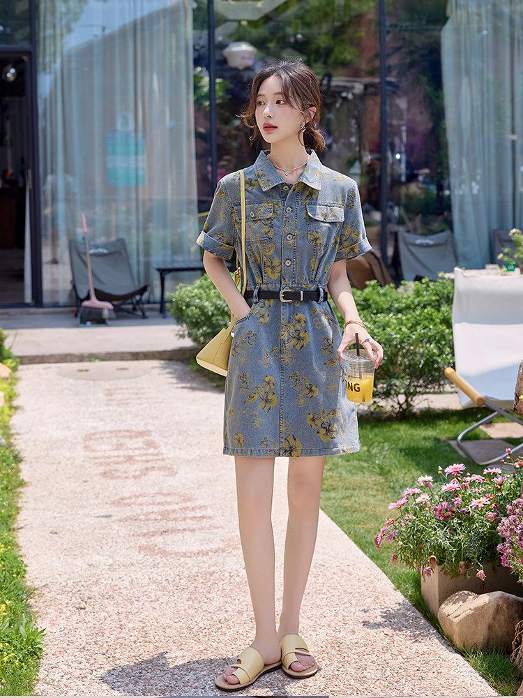 牛仔连衣裙女2025夏新炸街潮流高级感气质小个子设计感小众裙子潮,女装牛仔裙,E百度