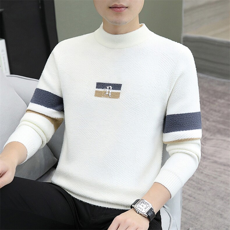 M8629-P45秋冬仿貂绒加厚保暖针织毛衣,男装针织衫/毛衣,星座1215-1