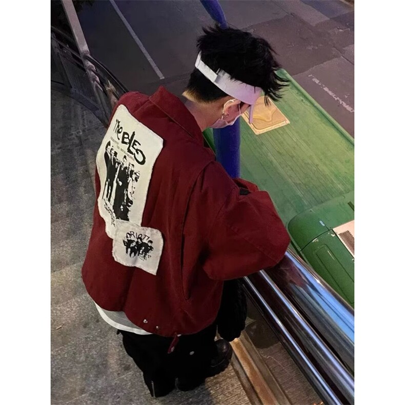 春秋痞帅上衣ins潮牌韩版潮流港风宽松夹克外套-JK300-网络图图片
