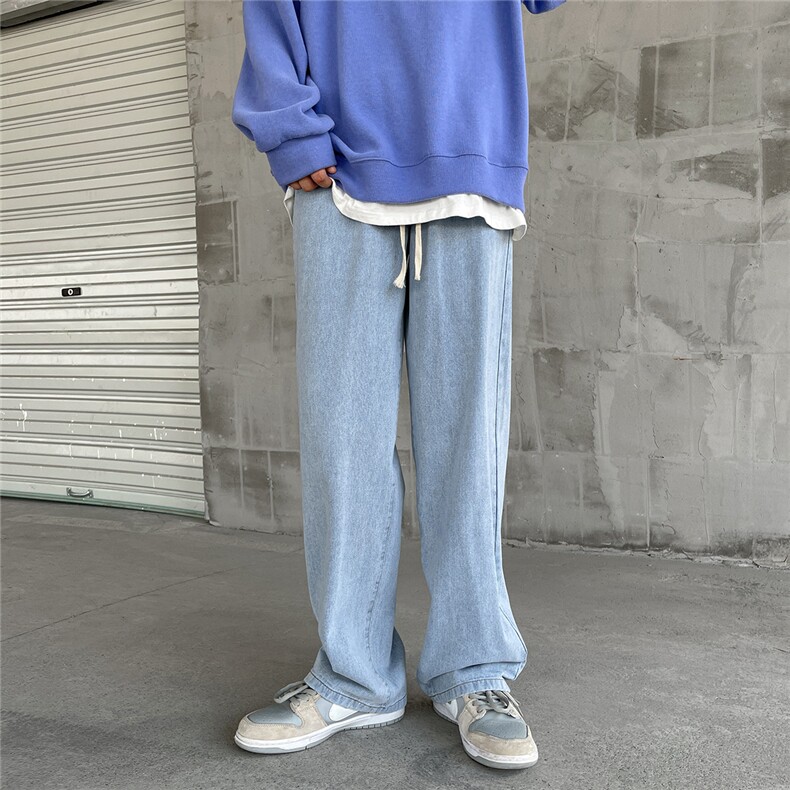 主推！宽松直筒拖地系绳牛仔裤长裤B377-K01-P38-限58图片