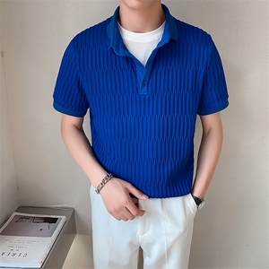 蓝色2022精神小伙修身polo衫男士短袖T恤PL512 P48 控价68图片