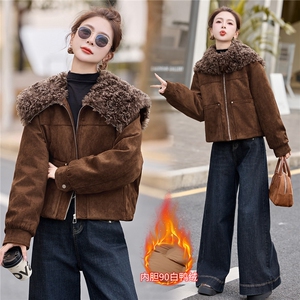 复古毛领短款羽绒服外套女2025冬季新款加厚保暖90白鸭绒内胆夹克图片
