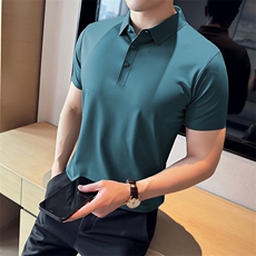 2024夏季新款冰丝无痕宽松翻领POLO衫男57713-p50，男装Polo衫，电商D303