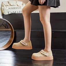 2024秋冬新款厚底增高时装单鞋百搭女鞋复古休闲鞋女，女鞋休闲鞋，电商A223