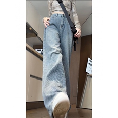 流星纹怀旧蓝阔腿直筒宽松牛仔裤拖地长裤XZ603-K812-P60控78，男装牛仔裤，星座603