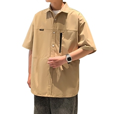 2024夏季青少年工装多口袋衬衫百搭短袖衬衫直播品质，男装衬衫，电商A409-1