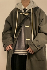 1港风室内牛角扣加棉呢大衣男可拆卸帽外套男FY8716P138控188，男装毛呢大衣，星座226-2