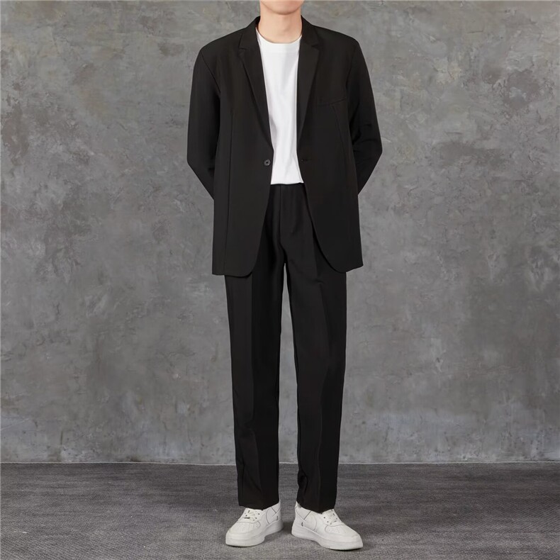 套装休闲西服男士韩版潮流痞子帅气2024春季新款ins西装W5726-P98,男装西服套装,星座412-2