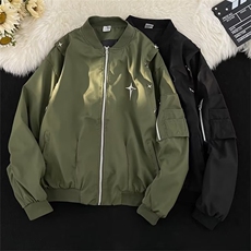 秋季美式棒球服外套男vibe潮牌设计感金属装饰飞行员夹克-Y624，男装夹克，星座601-2