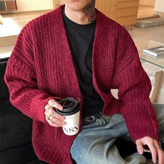 2025秋季复古潮牌纯色开衫毛衣男宽松情侣慵懒针织衫外套，男装针织衫/毛衣，星座1210-1