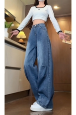 夏季新款2025水洗褶皱牛仔裤男美式复古宽松裤子-A1893TP48控88，男装牛仔裤，电商B241