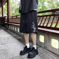 免烫刺绣阔腿短裤男女夏季宽松五分裤风DK9049，男装休闲裤，星座1116A-1（原606A）