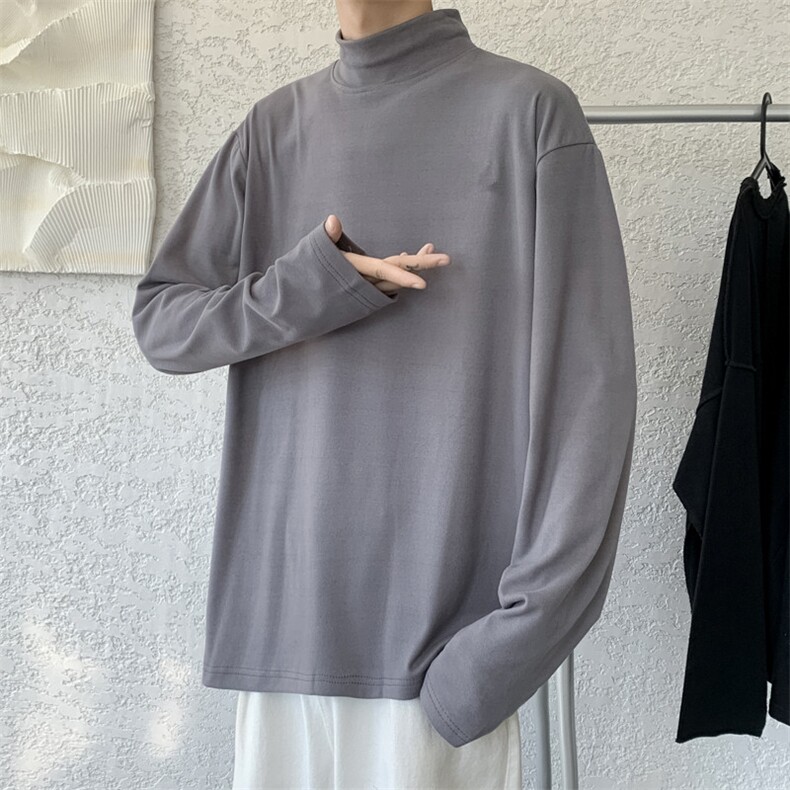 男秋冬圆领长袖打底衫半高领双面徳绒打底衫T002P30,男装T恤,星座1116-2
