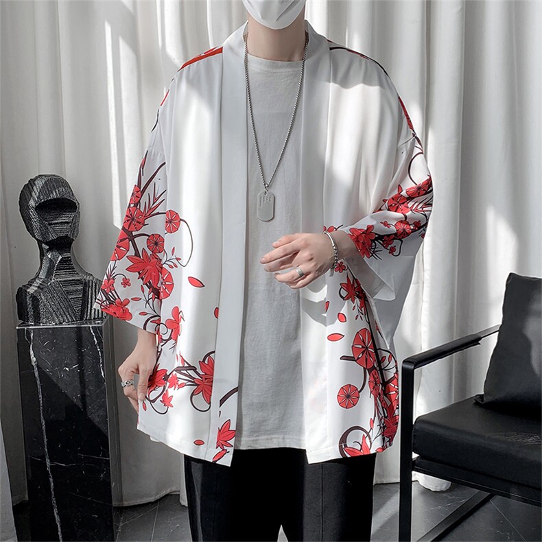 日式穿搭和服外套薄款防晒衣男夏季冰丝夹克情侣装A090KS20p45,男装民族服装,电商A089-1