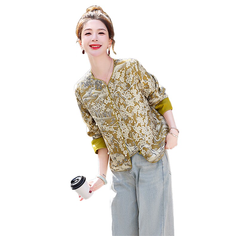 新中式国风外套春秋小个子复古提花高端年轻款唐装短上衣,女装短外套,奕薇雅