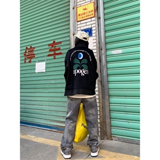 新款2025春季美式复古街头潮流半拉链卫衣男宽松痞帅百搭上衣，男装卫衣，星座506A