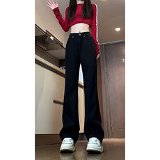 现货主推渐变复古蓝微喇直筒松紧腰休闲牛仔裤男女K5809-P50控69，男装牛仔裤，星座205