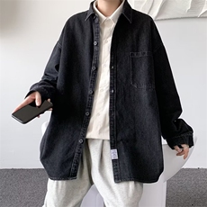 男士牛仔外套日系潮流宽松休闲衬衫设计感工装夹克1263-P55，男装工装外套，星座910-5