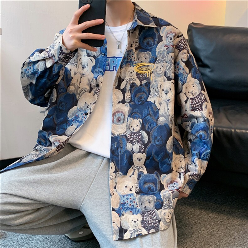 长袖衬衫春款男港风潮流W2209P35,男装衬衫,星座1116-2