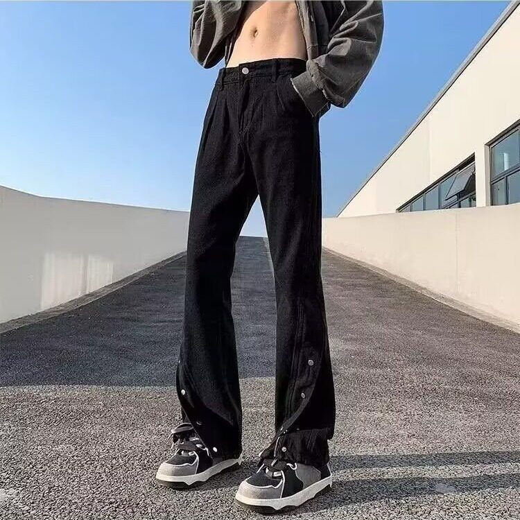 牛仔裤男款美式复古宽松直筒拖地高街微喇裤子EA22-P40图片