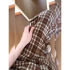 美式复古条纹格子工装裤子男女新款宽松慵懒拖地长裤网络图，男装休闲裤，星座410-7