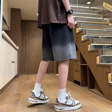 渐变色水洗美式休闲短裤男夏季潮牌痞帅学生百搭牛仔裤D12#-P38，男装牛仔裤，电商A178