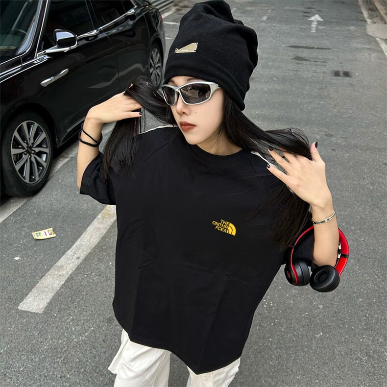 抖音得物高品质二开240克宽松纯棉美式潮牌三条杠织带短袖T恤,男装T恤,电商A486-1