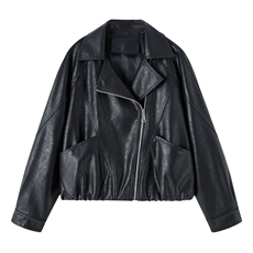 妖精的口袋复古棕色皮衣女2026春秋季新款高级感甜酷短款夹克外套，女装皮衣，江南女神