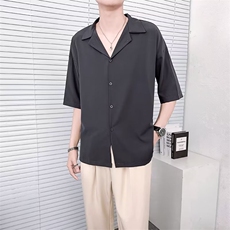 夏季冰丝短袖衬衫男士高级感痞帅衬衣男生休闲半袖衬寸衣服D9，男装衬衫，星座1116A-2（原606A-1）