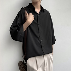 夏季冰丝短袖衬衫男女纯色宽松百搭学院风衬衣C301-P28，男装T恤，电商D202