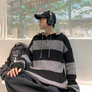 慵懒风毛衣男秋冬新款粗线麻花加厚圆领菱格套头宽松毛线针织衫图片