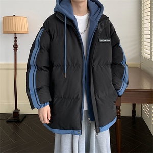 棉服男冬季新款港风宽松假两件连帽棉衣MF8587-特P78