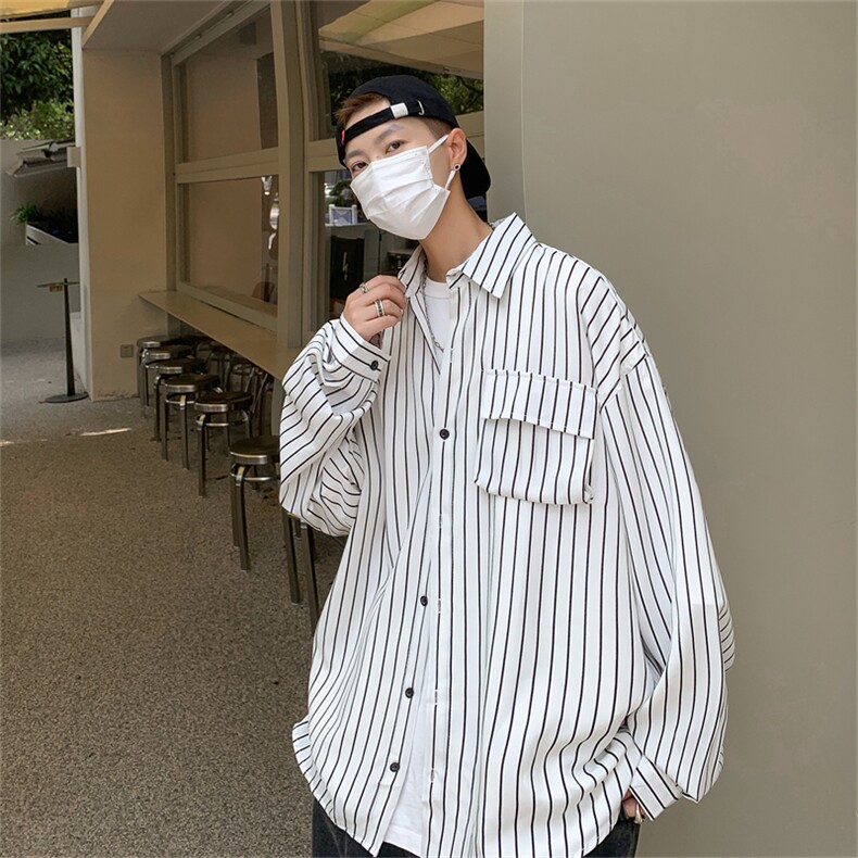 C3082/P40条纹长袖衬衣男立体口袋工装大码衬衫男上衣,男装衬衫,电商A141