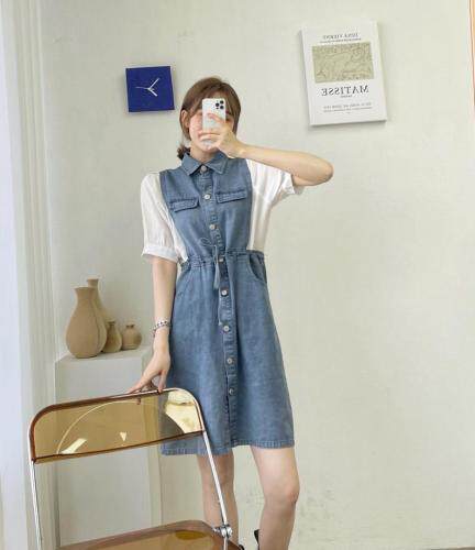 牛仔拼接天丝牛仔裤裙，女装牛仔裤，E·风尚