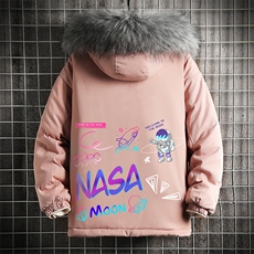 MM48186-P130冬季大毛领棉衣男士大码加厚棉袄男棉服网格，男装棉衣，电商A040A