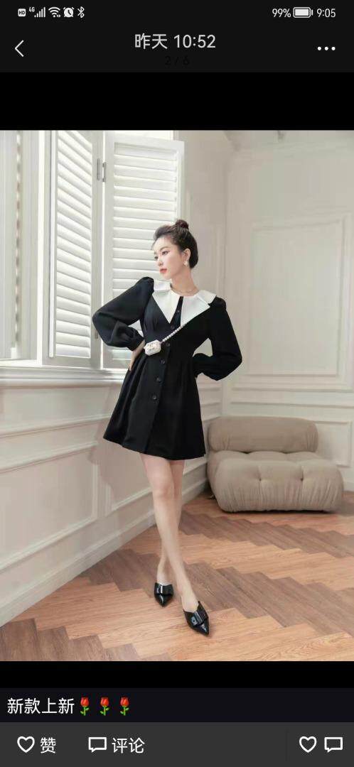 撞色韩版连衣裙，女装连衣裙，时尚秀衣阁