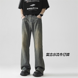 高街牛仔裤男夏季复古水洗裤子潮牌痞帅宽松直筒长裤K770-特批-45图片