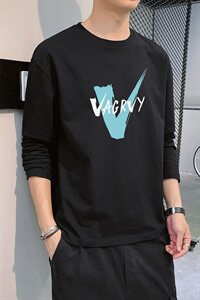 长袖t恤男士2021新款春秋上衣秋装潮流衣服潮打底衫DF84T图片