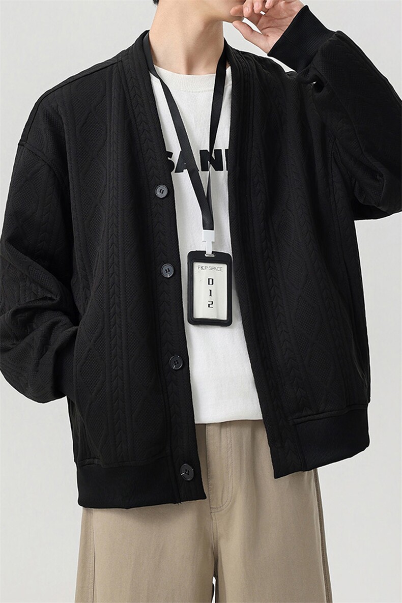 提花开衫卫衣男秋季针织上衣慵懒松弛感外套WY6612-P45大码元,女装短外套,星座210-1