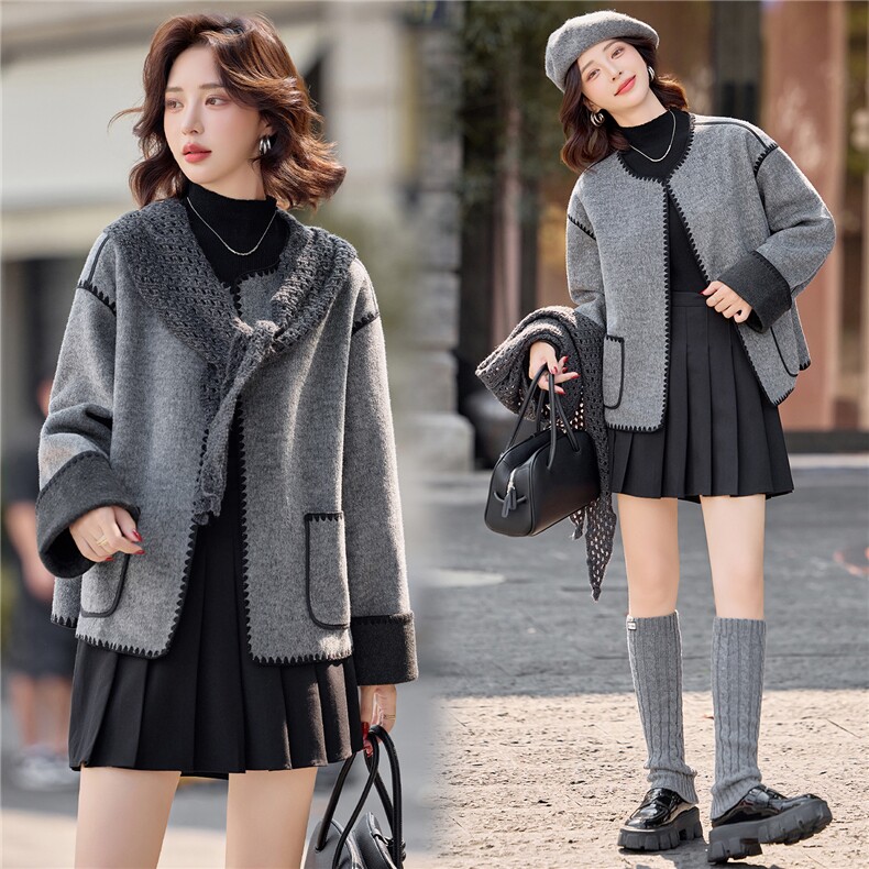 2025年冬季新款时尚羊毛毛呢短外套女，女装毛呢外套，美沁