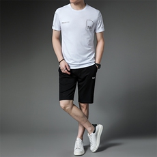 男士休闲套装2023年新款夏季潮牌短袖短裤冰丝宽松运动服两件套，男装休闲套装，电商B212（原钱塘6029）