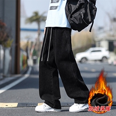 冬季加绒加厚牛仔裤男棉裤秋裤保暖抗寒宽松直筒裤子110-1-P45，男装牛仔裤，星座1006-1