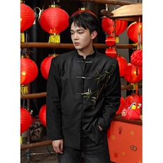 风新式中山装高级感订婚礼服翠竹刺绣立领西服XF20特P62，男装西服，星座908-1