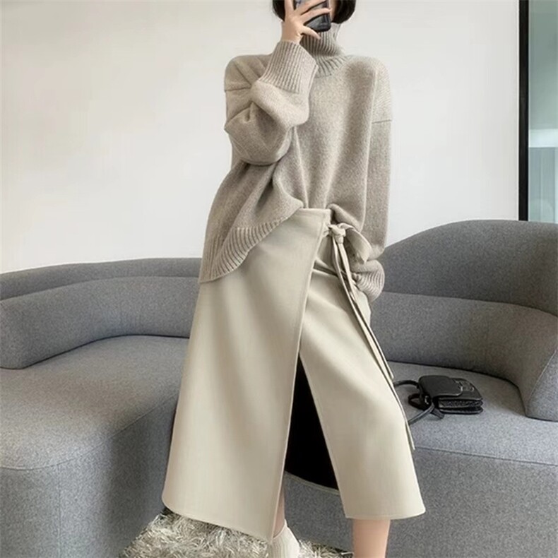 秋冬季羊毛休闲百搭时尚高领简约纯色羊毛衫,女装羊毛衫,锦瑟羊绒